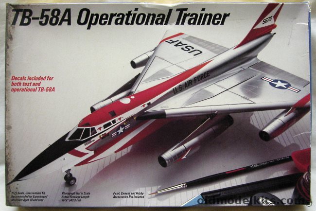 Testors 1/72 Convair TB-58A Operational Trainer, 676 plastic model kit